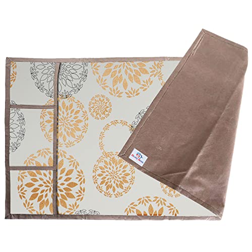 Image of Heart Home Rangoli Printed PVC Fridge Top Cover with 6 Utility Side Pockets (White)