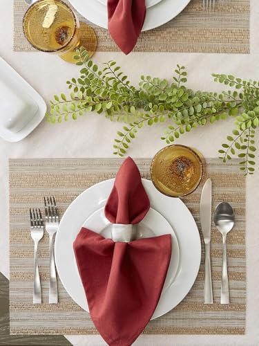 Image of YELONA Placemats for Dining Table - Heat Resistant, Non-Slip & Washable PVC Vinyl Table Mats - Set of 8, 45 x 30 cm (Wheat Brown)