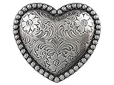 Antique Nickel Finish Heart Ladies' Cowgirl Belt Buckle