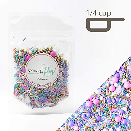 Unicorn Sprinkles Mix| Princess Birthday Cake Cupcake Cookie Sprinkles| Ice Cream Candy Decorating Sprinkles Toppers| Pastel Pink Purple Blue White Gold Metallics Colorful Sprinkles, 2Oz #TOP2