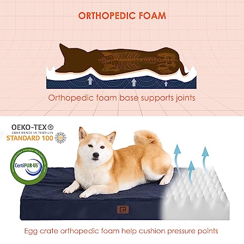 EHEYCIGA Orthopedic Dog Beds Large Mattress with Removable Washable Cover for Crate Navy, 89x58x9cm, 89 x 58 x 9 cm (L x W x H) - Image 4