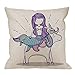 HGOD DESIGNS Mermaid Pillow Case, Little Mermaid with Unicorn Art Cartoon Cotton Linen Cushion Cover Square Standard Home Decorative Throw Pillow for Men/Women/Kids 18x18 inch White Purple