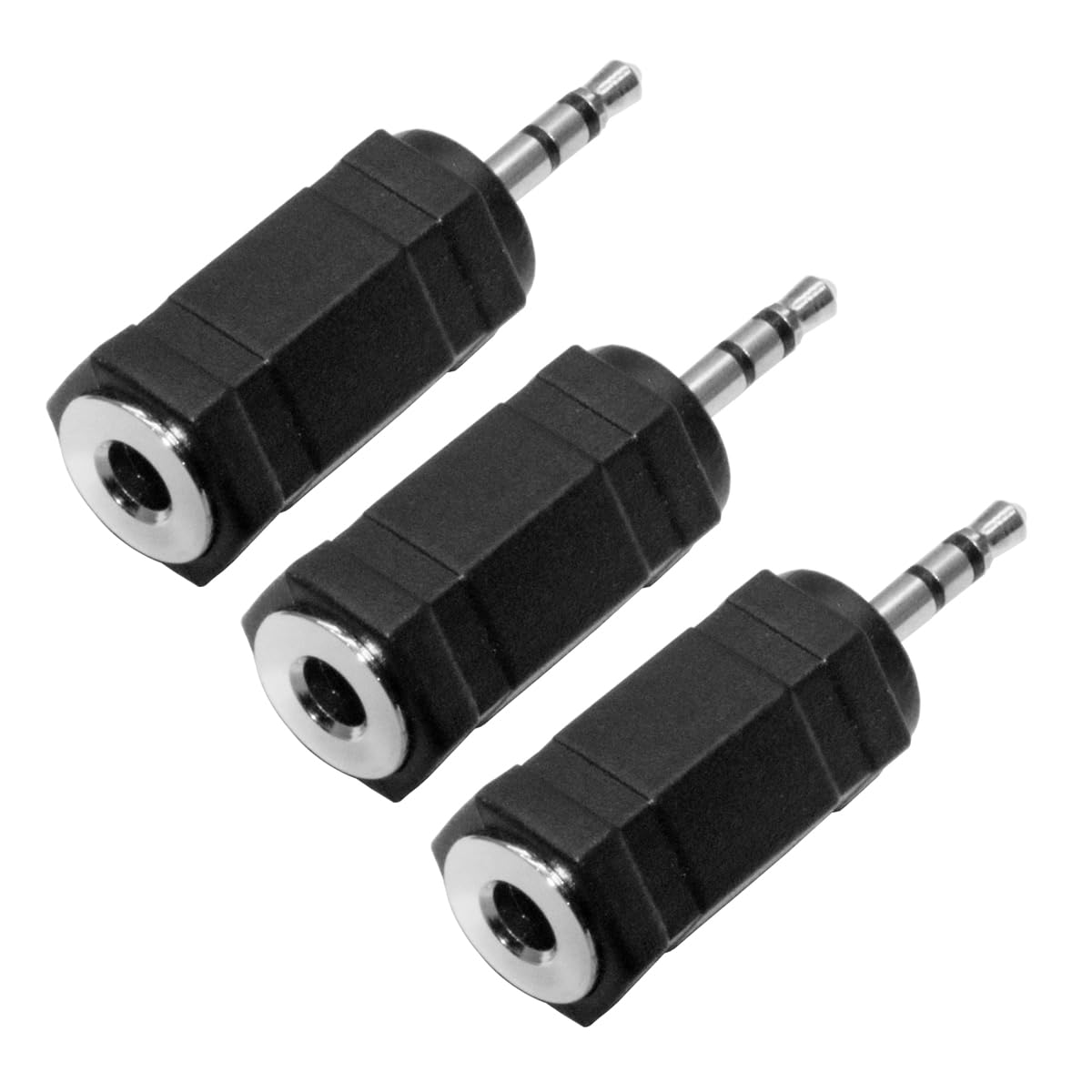 ZJKJHJY 2.5mm to 3.5mm Audio Adapter, Female to Male Stereo Connector, 3-Pack, Black
