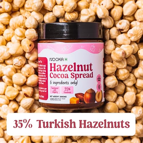 Image of Nooka Gourmet Hazelnut Cocoa Spread For Kids | 35% Hazelnuts | No Palm Oil, No Preservatives | Sweetened with Jaggery | Small Batch, Stone-Ground | Use Along With Pancakes, Breads, Rotis (200 gms)