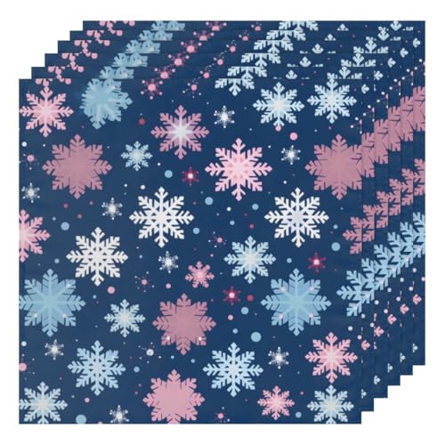 Servilletas de Tela con Copos de Nieve Multicolor Set de 6 miniatura 1