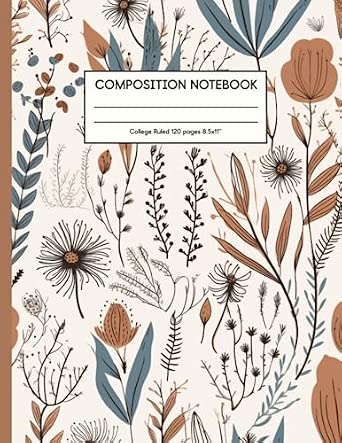 Composition Notebook College Ruled Botanical Illustration Wild Flowers