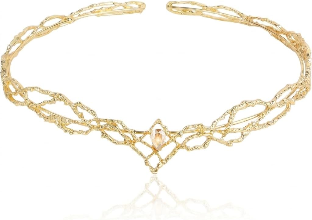 LIFKOME Renaissance Fairy Headpiece Crystal Circlet for Cosplay Costume
