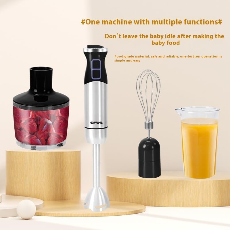Hand Blender Multi-function Handheld Electric Blender with Chopper, Whisk, and Beaker