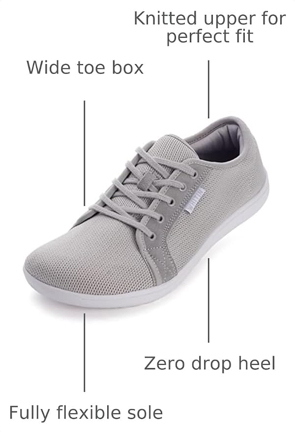 WHITIN Casual Barefoot Gym Shoes Women Wide Width Casual Minimalist Grey 9 by WHITIN - Image 3