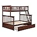 Pemberly Row Twin Over Full Solid Wood Bunk Bed with Trundle in Walnut