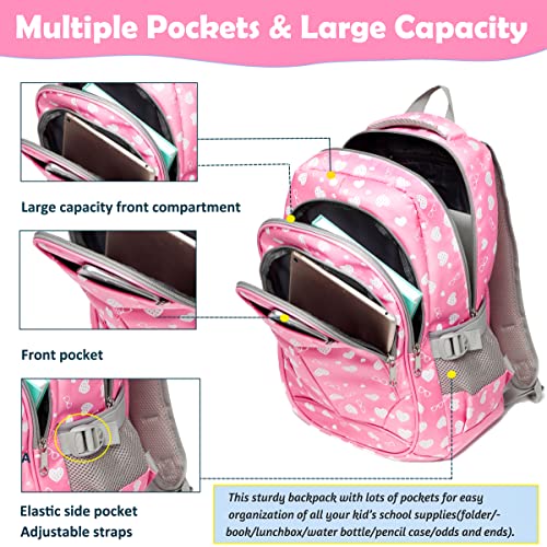 Bluefairy Girls Backpack For Kids Elementary School Bags Bookbag For Child Teens Lightweight Waterproof Nylon Sturdy Gifts Mochila Para 5.6.7.8.9.10 Niñas(Pink) #TOP1
