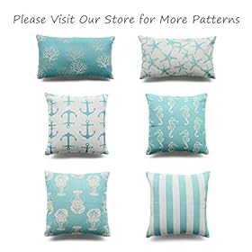 Hofdeco Decorative Set of 2Pcs Throw Pillow Case Modern Aqua Turquoise Coral and Starfish Coastal Nautical Indoor… 51GtkkKF7OL. SS280