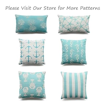 Hofdeco Decorative Set of 2Pcs Throw Pillow Case Modern Aqua Turquoise Coral and Starfish Coastal Nautical Indoor… 51GtkkKF7OL. SS400