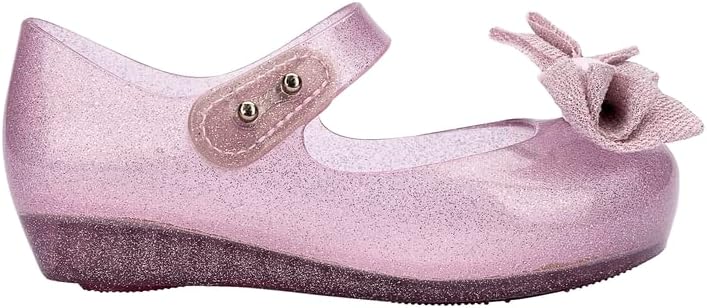 mini melissa Ultragirl Collection Mary Jane Flats for Toddlers and Babies - Comfortable & Cute Peep Toe Jelly Flat Shoes with Transparent Upper and Small Bow for Little Girls