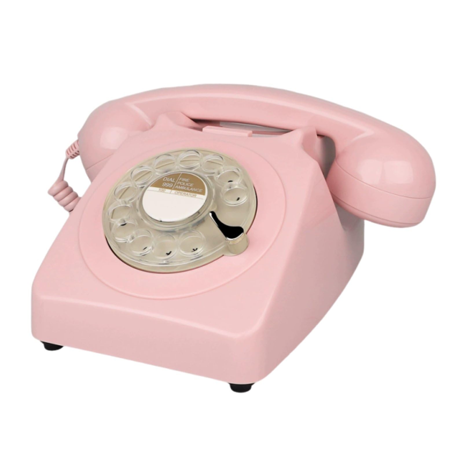 Teléfono Vintage Rotary con Disco Mecánico Giratorio Campana Metálica Original y Estructura Clásica Llamado Tradicional y Decorativo Adecuado para Ambientes de Hogar Oficina Estudio, Rosa