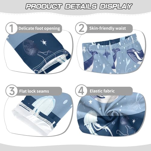 Bolaz Toddler Girls Leggings Printed Yoga Pants Leggings Whales Jellyfish Striped Background for Kids3