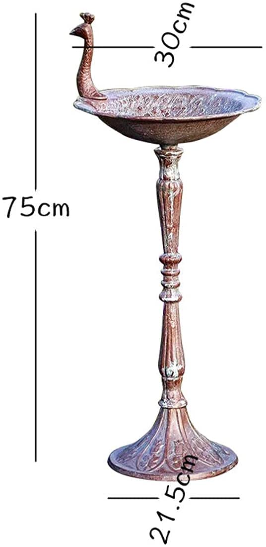 ADITAM Pawi karmnik dla ptaków żeliwny poidełko dla ptaków do ogrodu na zewnątrz, antyczny brąz (antyczny brąz) Double the comfort