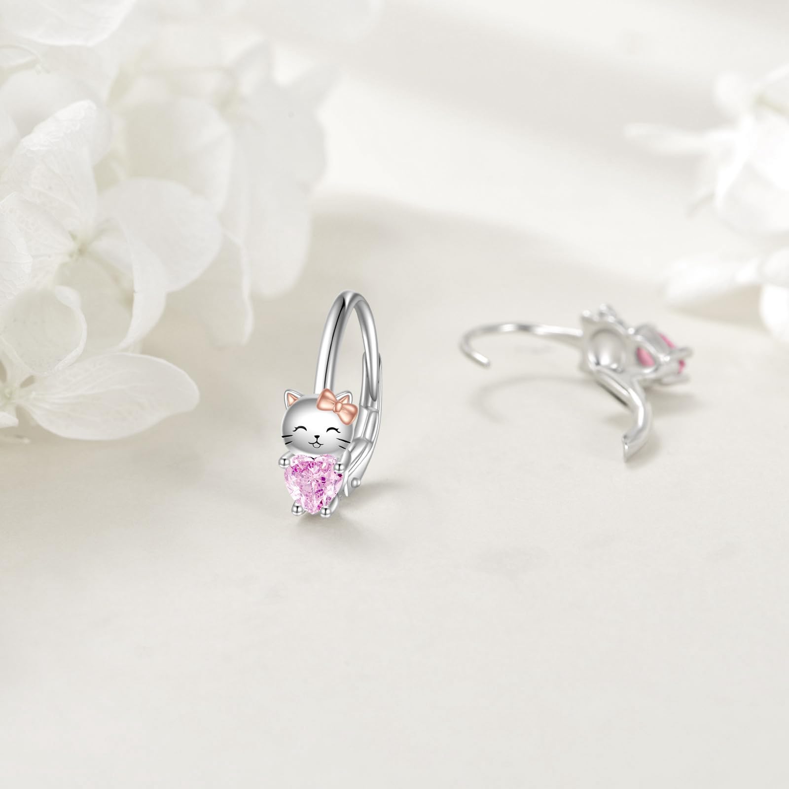 VONALA Einhorn Faultier Katze Mädchen Creolen Ohrringe 925 Sterling Silber Tier Geschenk Schmuck mit Rosa Zirkonia für Damen Mädchen Kinder