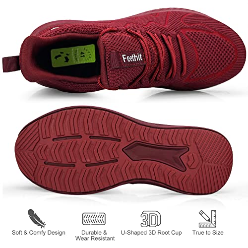 Image of Feethit Mens Non Slip Walking Sneakers Lightweight Breathable Slip on Running Shoes Athletic Gym Tennis Shoes for Men