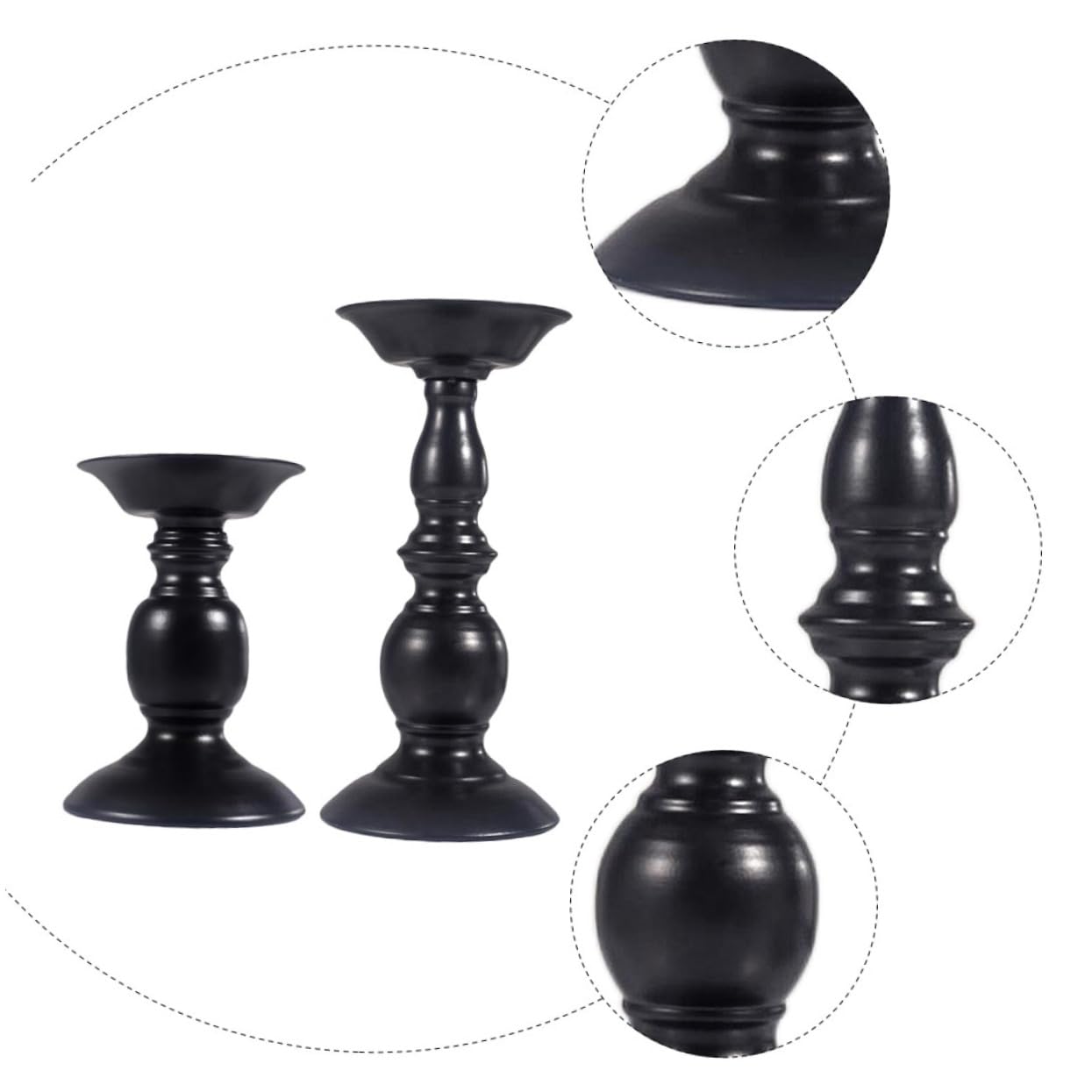 Candelabro Retro Estilo Europeo Negro de Hierro, 2 Piezas | Adorno de Hierro, Acabado de Pintura Horneada, Pieza Decorativa para Hogar