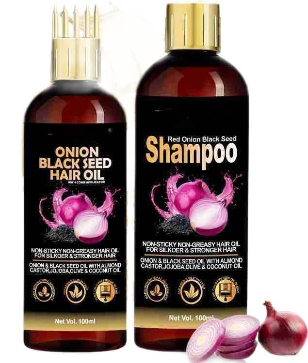 Generic Red Onion Black Seed Oil Ultimate Hair Care Kit for Hair Fall Control (100ml Oil, 100ml Shampoo)-image-39