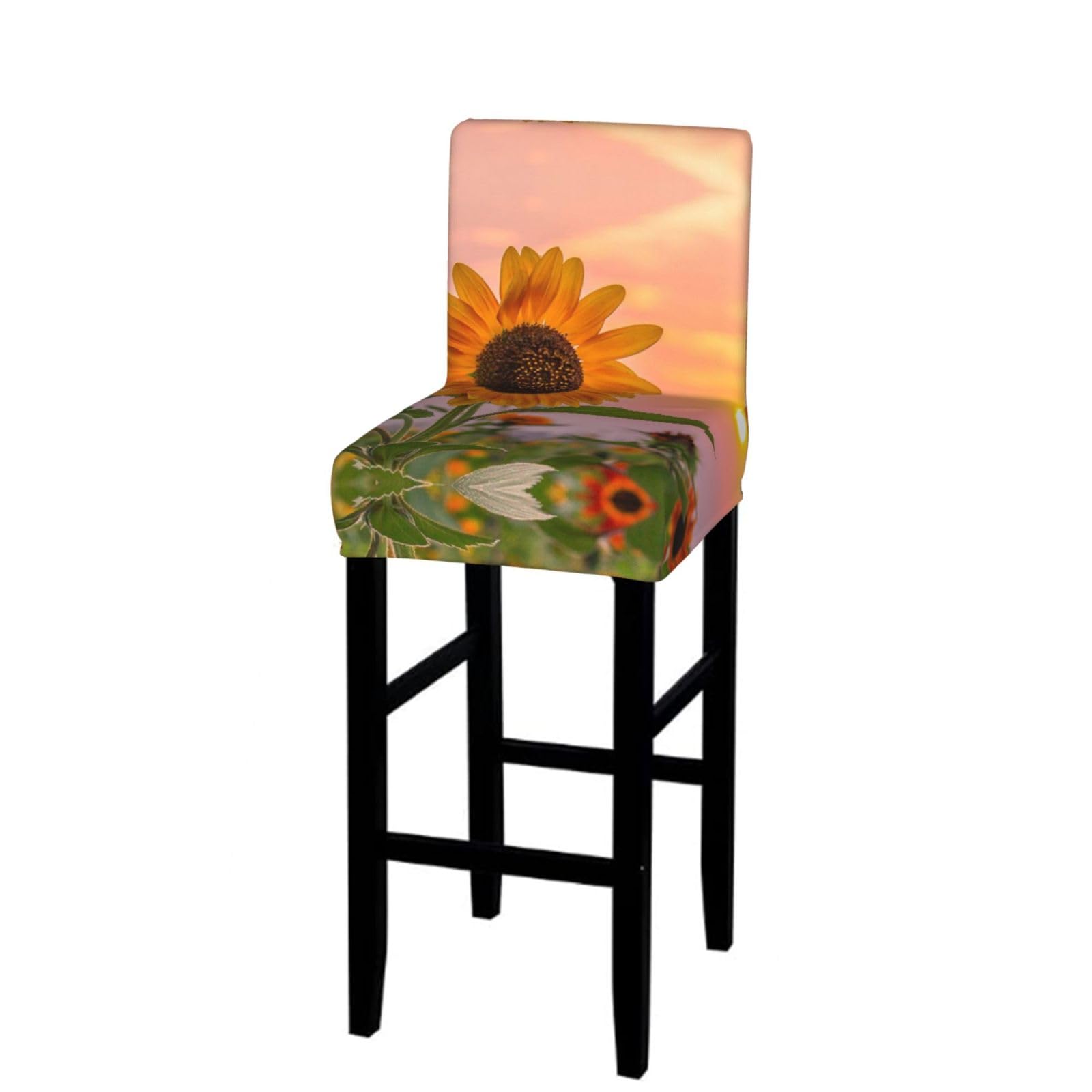 WXWJSHMGC Sunflower With Sunset Print Bar Stool Covers Stretch Counter Height Chairs Covers