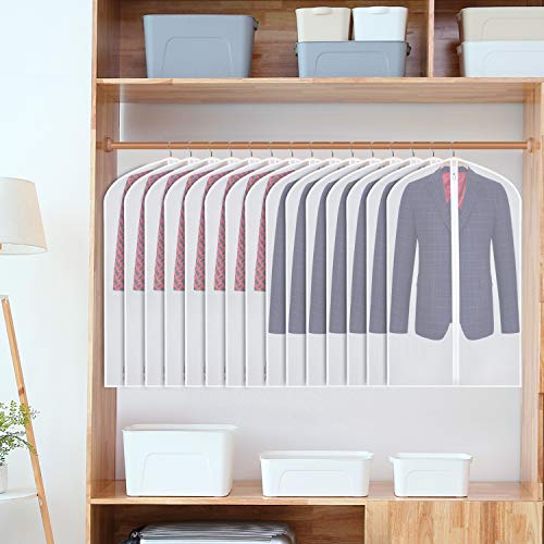 Zilink Clear Garment Bags Suit Bag for Storage 40-inch with Sturdy Zipper Moth-Proof Suit Cover Protector for Suit, Coat, Dress Clothes Cover Storage, Set of 15