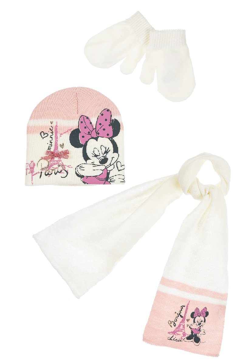 Disney Kids Girls Minnie Mouse Hat Scarf & Gloves Set
