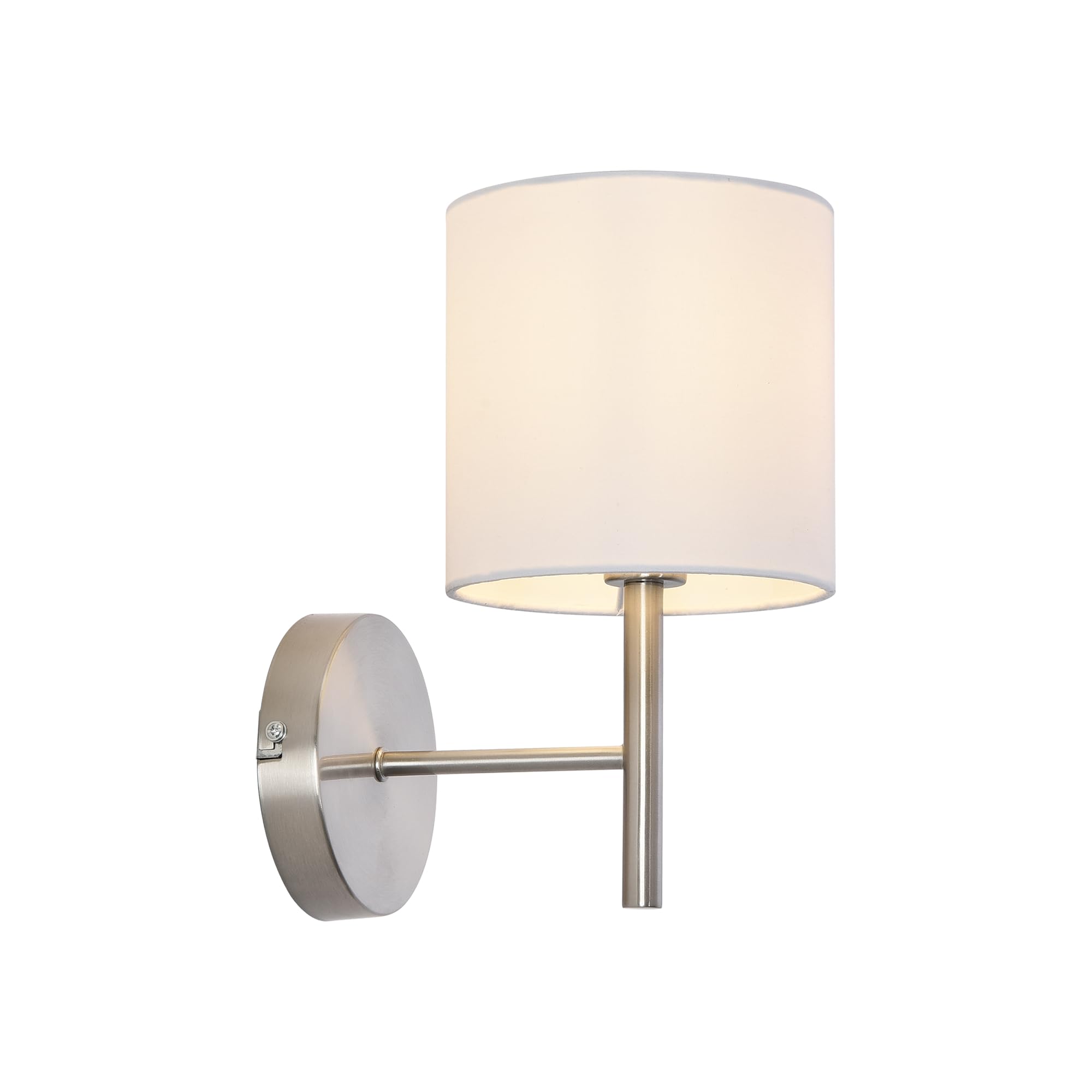 lux.pro Set di 2 Applique per Interni Lampade da Parete con Paralume Cilindrico in Tessuto Bianco Lampade da Ingresso Corridoio Camera da Letto E14 40W