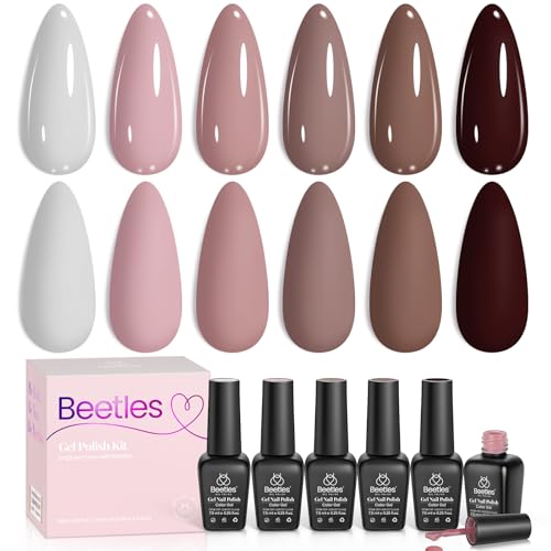 Beetles Neutral Gel Polish Set - Nude Pink Brown Neutral White Co...