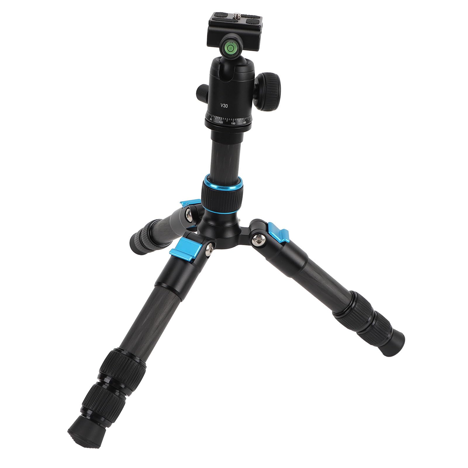 KIMISS Statyw do Aparatu Mini DSLR Statyw do Aparatu Stacjonarnego z Włókna Węglowego Wysuwany Otwór na śrubę 1/4 Cala z głowicą kulową 360° Płytki Arca QR Poziomica Kompatybilna z Monopodem