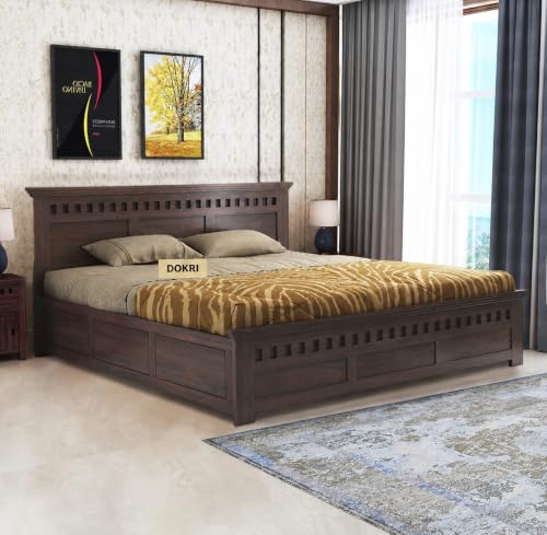 Image of FurnitureSheesham Wood Armania King Size Bed with Box Storage for Bedroom Solid Wood King Box Bed | Finish Color - Brown, DIY