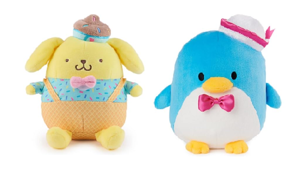 SpinMaster Gnd HK Kitty Friends Plush Toy Bundle, 6" Pompompurin Ice Cream and 6" Tuxedo Sam Officially Licensed