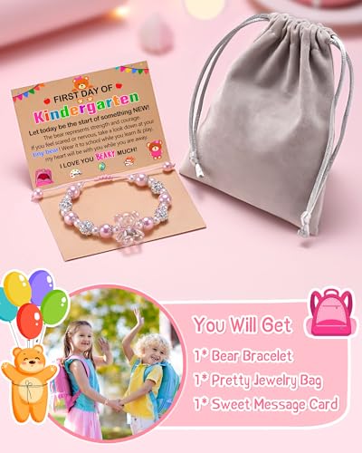 Image of First Day of Kindergarten /Preschool Gift Back to School Gifts for Girls Bear Bracelet