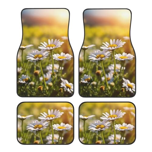 Tapis de voiture marguerites blanches lot de 4 pièces au design fleuri