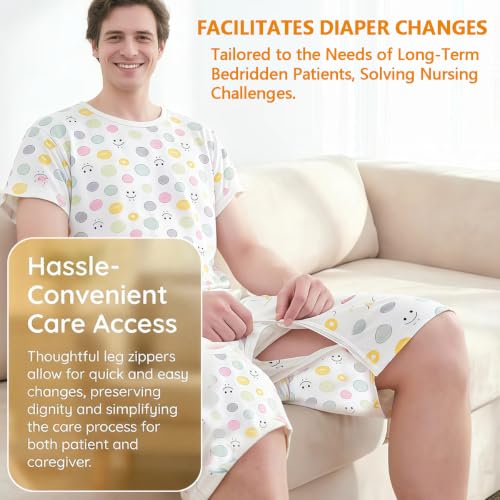 Image of Unisex Anti-Strip Adaptive Jumpsuit with Back-Zipper,One-piece Short-sleeved Trousers,Suitable for Seniors,Dementia Patient,Alzheimer's Patients,Incontinence Care