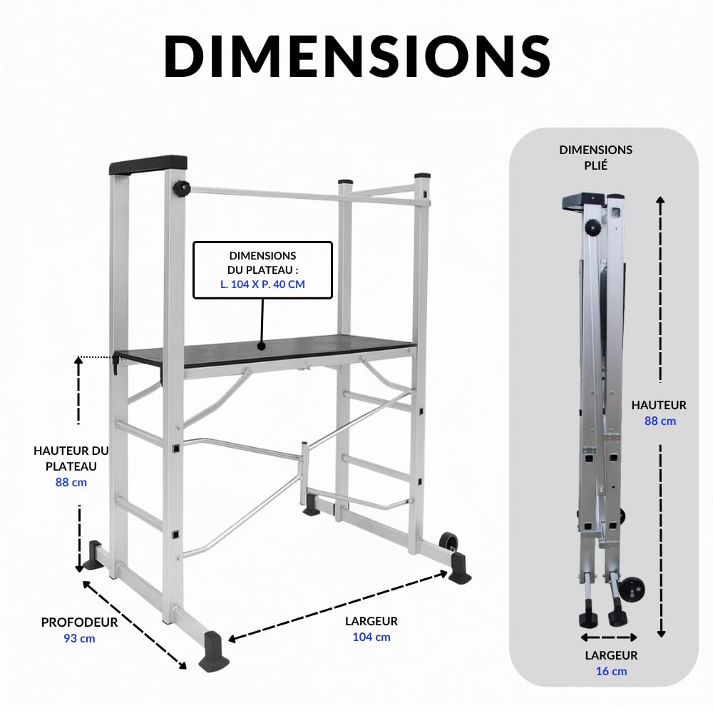 Échafaudage Aluminium Pliable : idéal pour travaux intérieurs et extérieurs