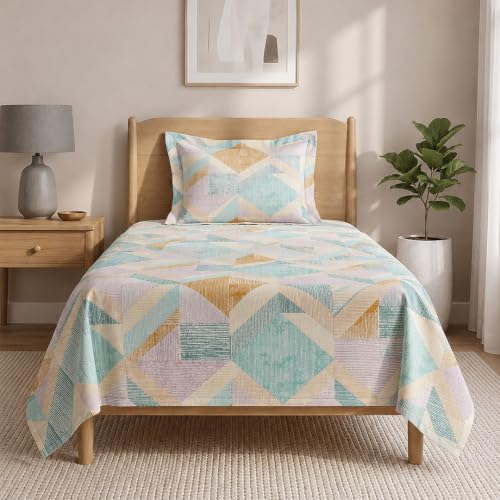 Image of LANE LINEN Symphony 100% Cotton 144TC Single Bedsheet Set, 2 Piece, Printed