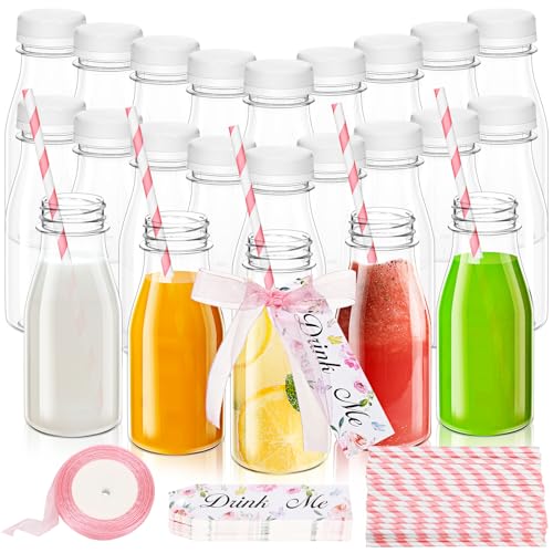 Set de 25 botellas plásticas con pajillas y tapa 250 ml miniatura 1