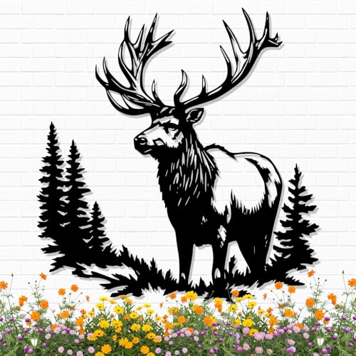 Metal Deer Head Wall Art Stag Antler Silhouette Wildlife Animal Farmhouse Cabin Bedroom Indoor Decor