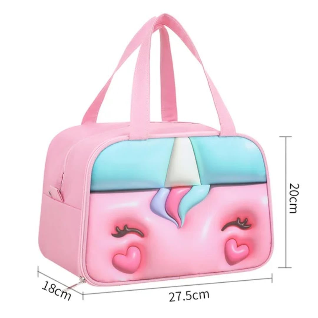 CoolKraft Lunch Box Bag for School Kids, Girls, Boys, Animal 3D Design Bag, Organize Store Hot & Cold Insulated Portable Tiffin Bag 27 x 18 x 20 cm (Big Unicorn Pink) 1
