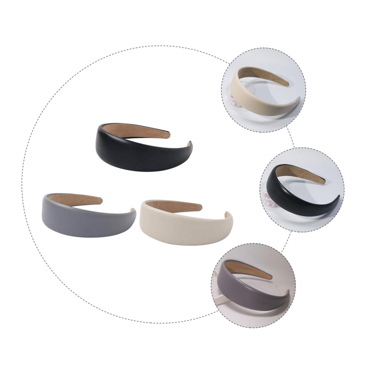 FRCOLOR 6pezzi Fasce Larghe Pu Per Donne e Ragazze Da Cerchietti Antiscivolo Per Sport e Occasioni Formali Accessori Per Senza Segni e Comodi Da Indossare
