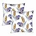 Fodere per Cuscini 18x18 pollici Set di 2 piume colorate, piuma d'uccello oro viola blu lilla acquerello piuma copricuscino per camera da letto, divano, divano