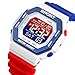 PASOY Fashion Watches for Men and Women Unisex Summer Digital Backlight Casual Waterproof Outdoor Sports Swim Colorful Rubber Watch Reloj (Blue/Red)