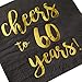 BLUE PANDA Cheers to 60 Years Cocktail Napkins - 60th Birthday Party Napkins - Gold Foil 60th Anniversary Decor - Party Supply Essential - Pack of 50, 3-Ply, 5 x 5 in, Black & Gold