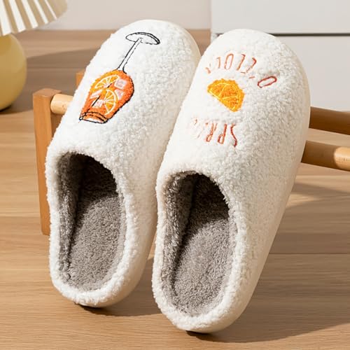 Image of Espresso Martini Slippers for Women Men,Fuzzy Warm Martini Glasses Slippers,Funny Soft Creative Design House Shoes