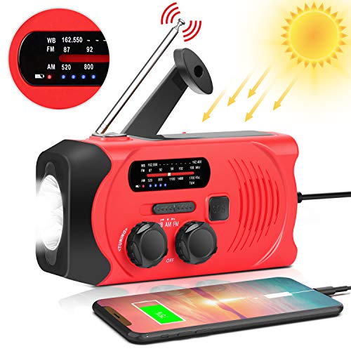 Wind Up Emergency Weather AM/FM/NOAA Solar Crank Radio with 2000 mAh Power Bank