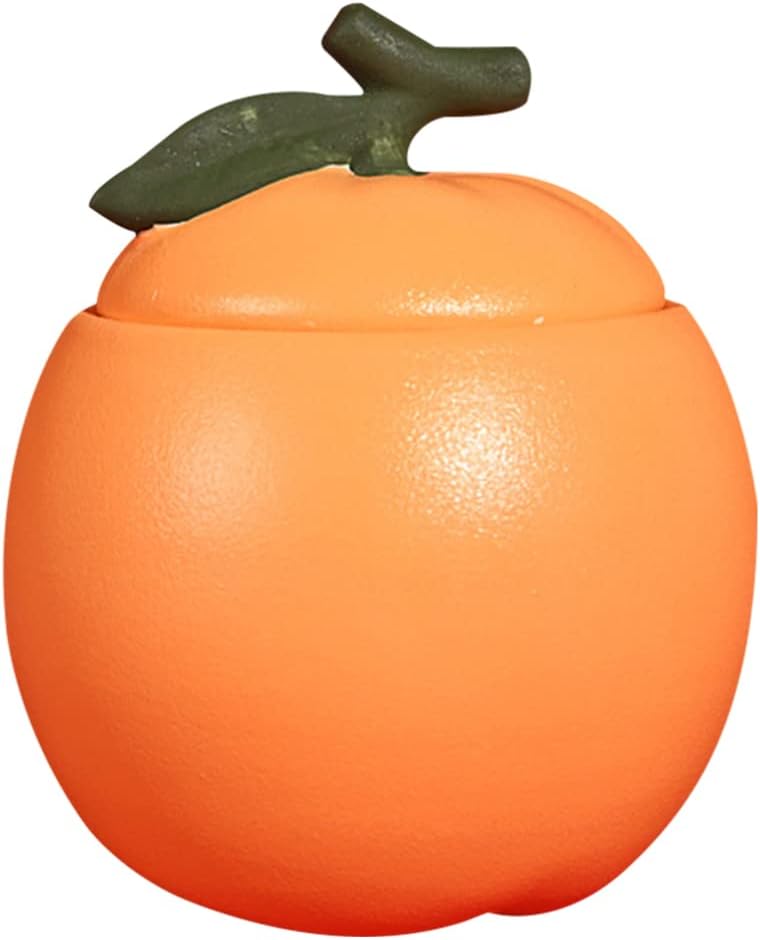 HemotonCeramic Candy Jar Cookie Candies Jar with Lid, Orange Shaped Kitchen Food Storage Containers Tea Tea Canister for Coffee Sugar