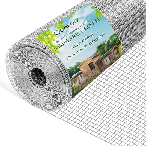 Gbekery Hardware Cloth 1/2 inch 16in x 50ft 19 Gauge, Hot-dip Galvanized After Welding Chicken Wire Mesh Roll Garden Plant Welded Metal Wire Fencing Roll, Rabbit Cages Snake Fence