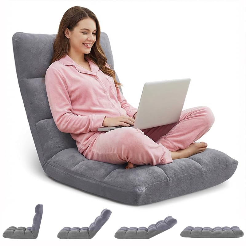 Folding Floor Chair, Floor Chair Foldable, Adjustable Floor Sofa with Back Support High Back Gaming Chair for Patio Deck Indoor Outdoor Bedroom Living Room Office Balcony Teens Adults